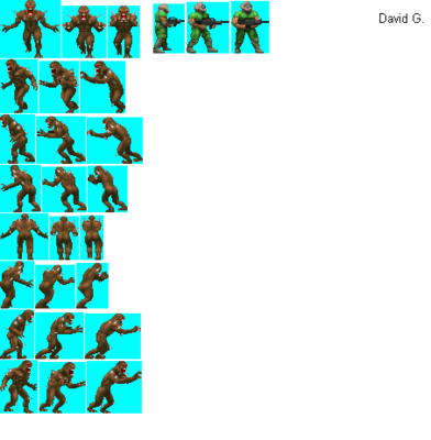 The alt imp attack is a building block for the dark imp. As for the Player rotation E6 E7 and E8, some bits are out of JoeyTD's rotations. I also done rotations for the Wolf3d SS attack and an alt death which is based off the strife rebel.