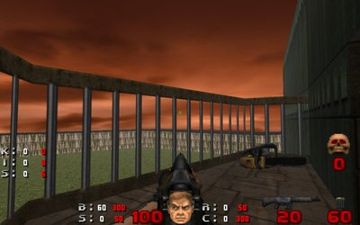 Level stats + Frag counter seen together (impossible in the actual gameplay)